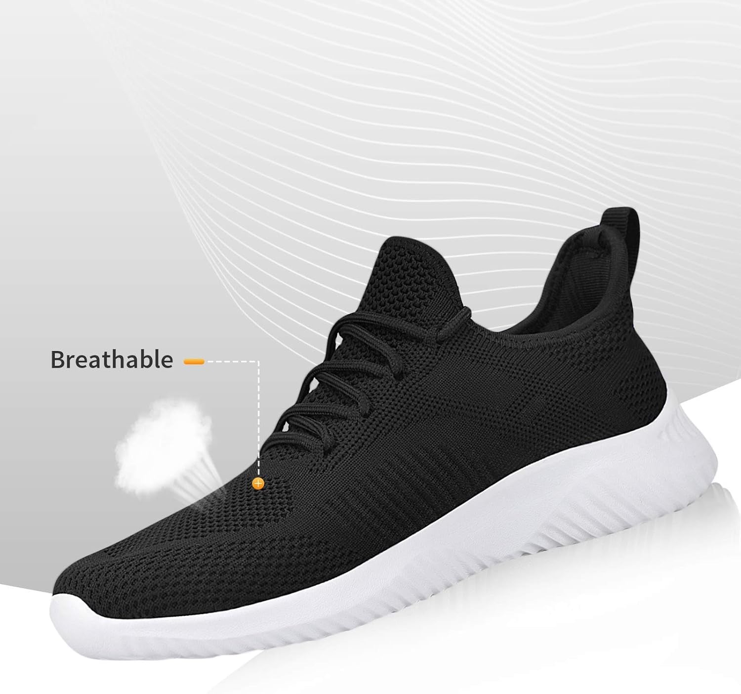 Mens Walking Shoes Sneakers for Men Breathable Lightweight Tennis Shoes for Men Athletic Shoes Sports Gym Jogging, Black 10.5