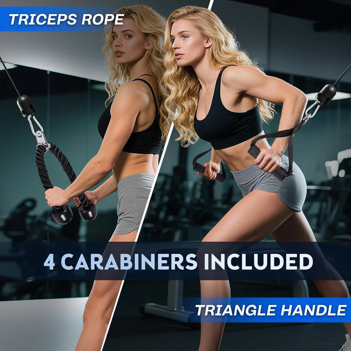 10-In-1 Cable Machine Attachments Set for Gym - Includes Tricep Rope, V-Bar, Straight Bar, D-Handle, Ankle/Wrist Straps, Storage Bag - Compatible with LAT Pulldown & Home Gym Cable Machines - Fitness Live